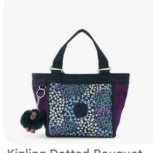 ISO - Kipling Dotted Bouquet Tote in Purple and Blue